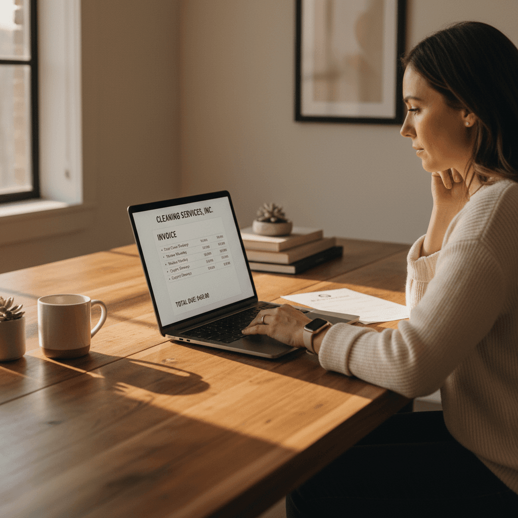 Digital invoice on computer screen