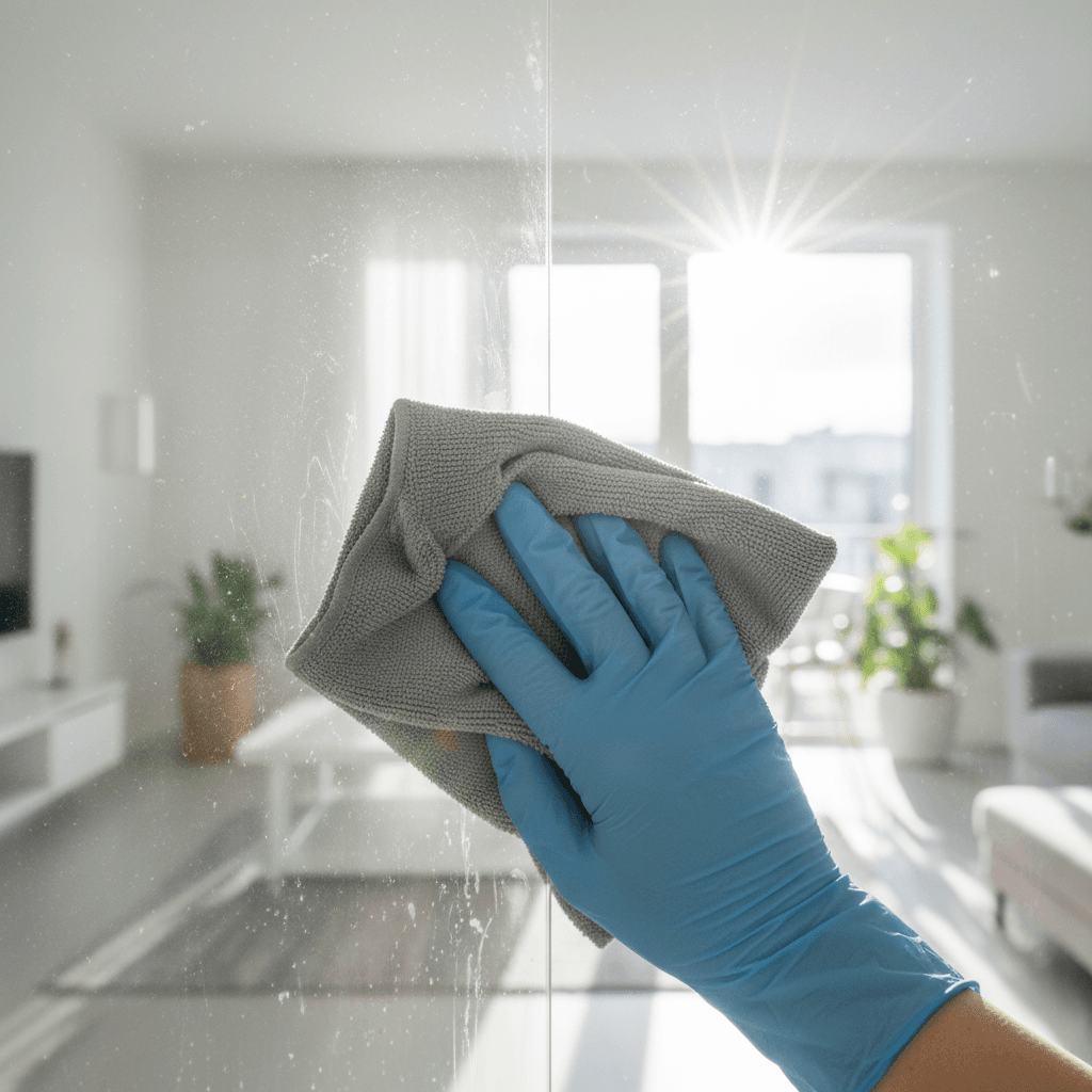 Before-and-after window cleaning showing crystal-clear glass and attention to detail